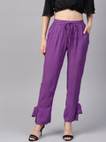 Purple Side Bow Regular Pants