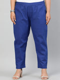 Royal Blue Plus Size Ethnic Wear Cotton Slub Pants