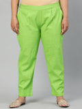 Parrot Green Plus Size Ethnic Wear Cotton Slub Pants