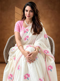 Floral Linen Blend Saree with Unstiched Blouse