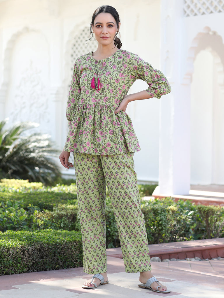 Buy Ethnic Wear Printed Green Lounge Wear For Women Online