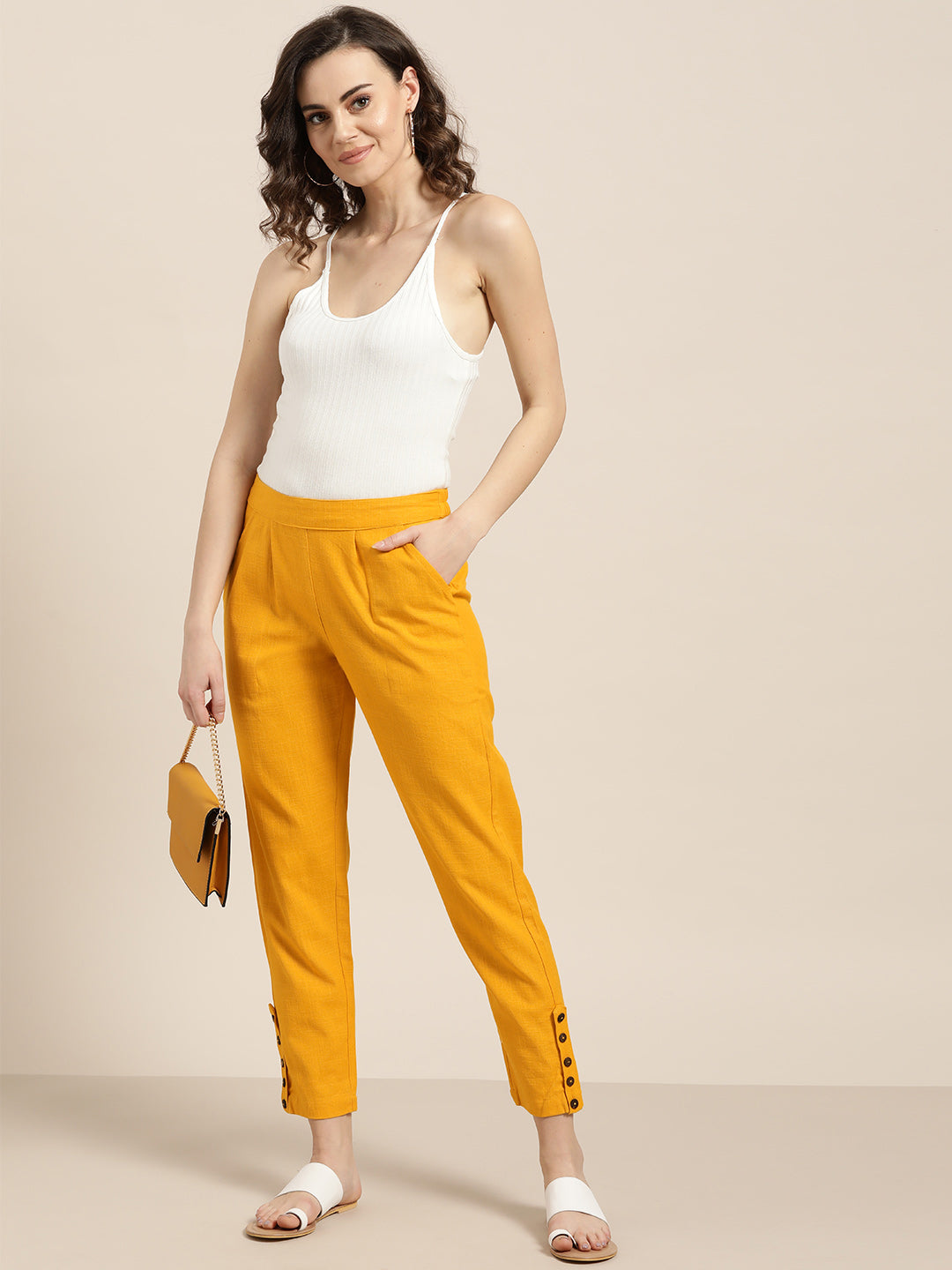 Stylish womens Trousers & Pants / Cigarette Pent for women, MUSTARD YELLOW  Ladies Pant