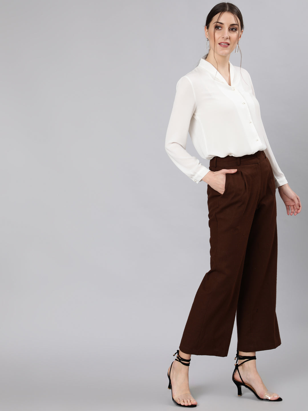 Women's White Layered Parallel Trousers - BitterLime | Trousers, Skirts  online, White layers