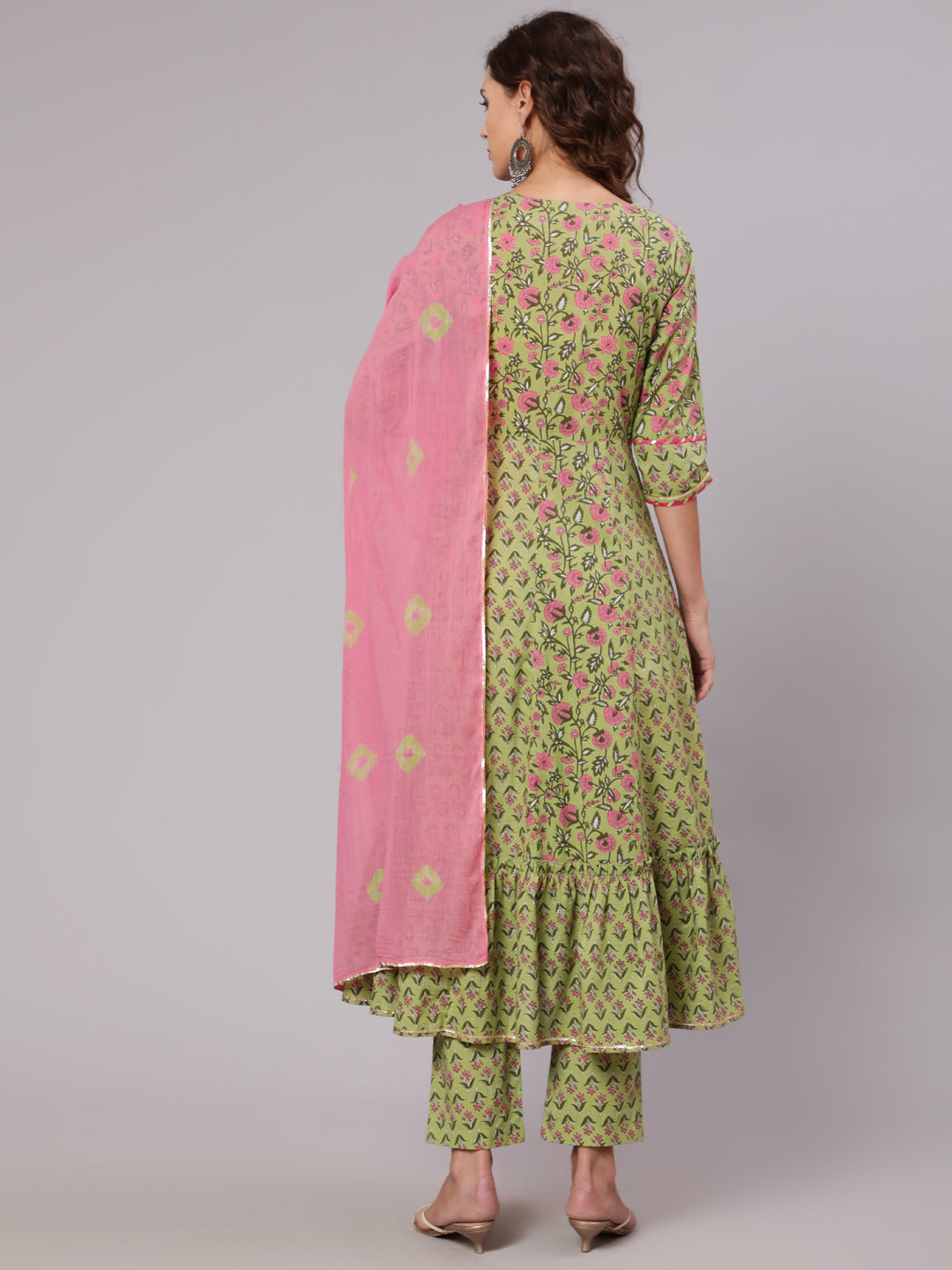 Printed Anarkali Kurta With Regular Fit Pant & Dupatta Online