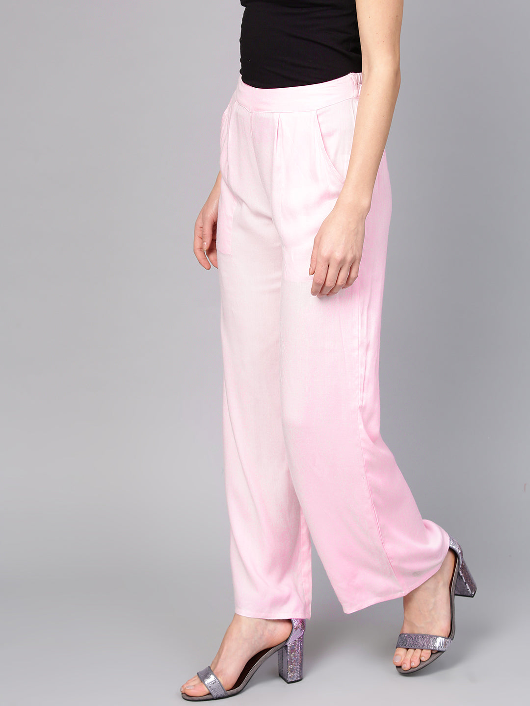 Light Pink Solid Rayon Palazzo