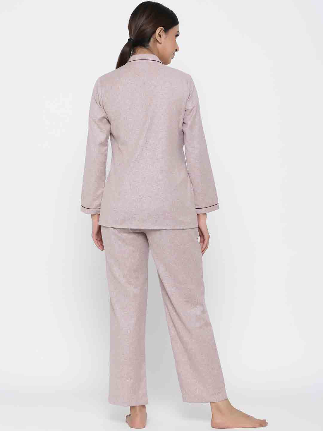 Pink Solid Straight Cotton Blend Sleepwear