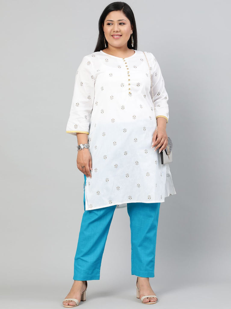 Buy Pakistani Cotton Straight Kurti With Pant and Mulmul Duppatta Online in  India - Etsy