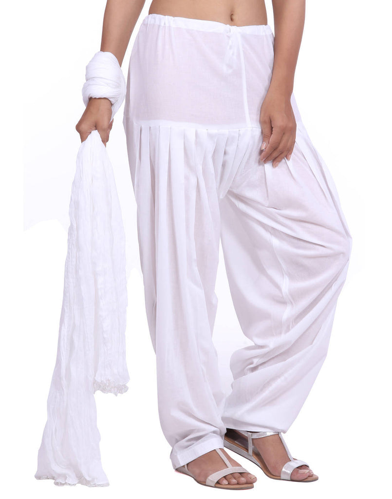 Set of 2 White Pure cotton Kurta with Pants  TJORI